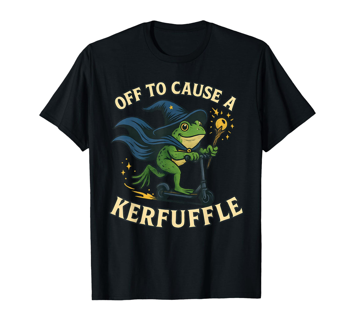 Funny Off to Cause a Kerfuffle Whimsical Wisard Frog T-Shirt