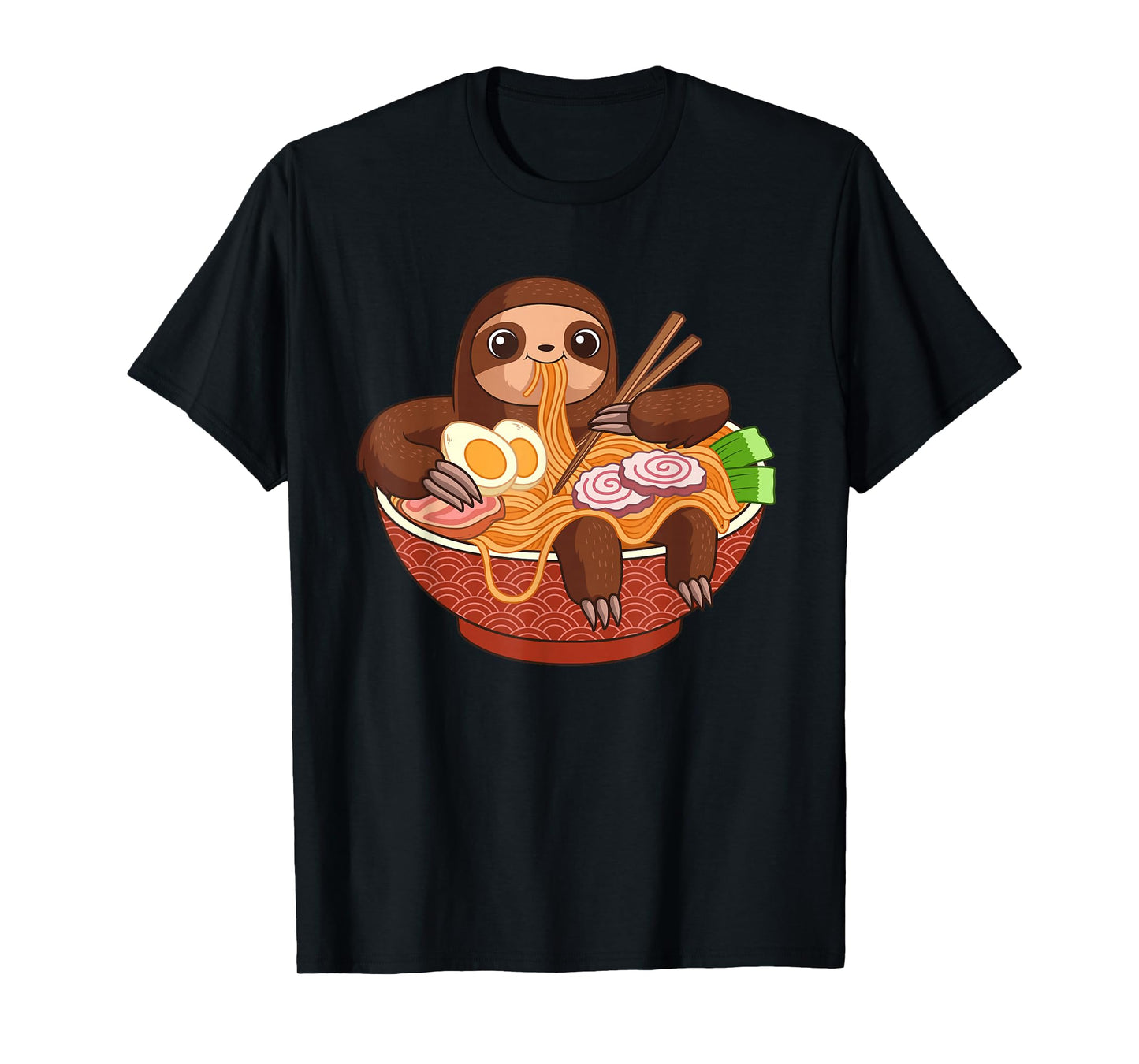 Kawaii Cute Anime Sloth Otaku Japanese Ramen Noodles T-Shirt