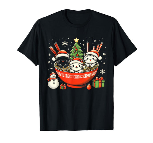 Irish Ramen Cats Cute Anime Christmas for Women Girls Xmas T-Shirt