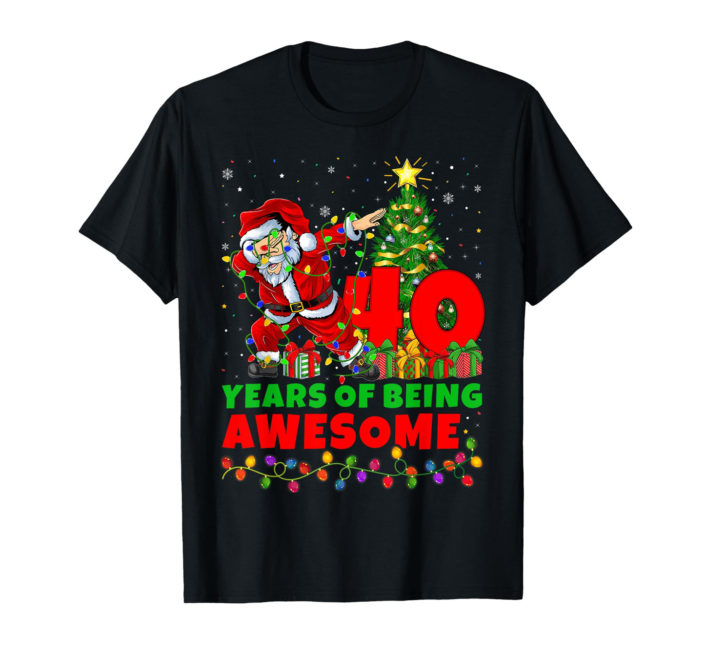 40 Years Of Being Awesome Santa 40th Birthday Christmas T-Shirt
