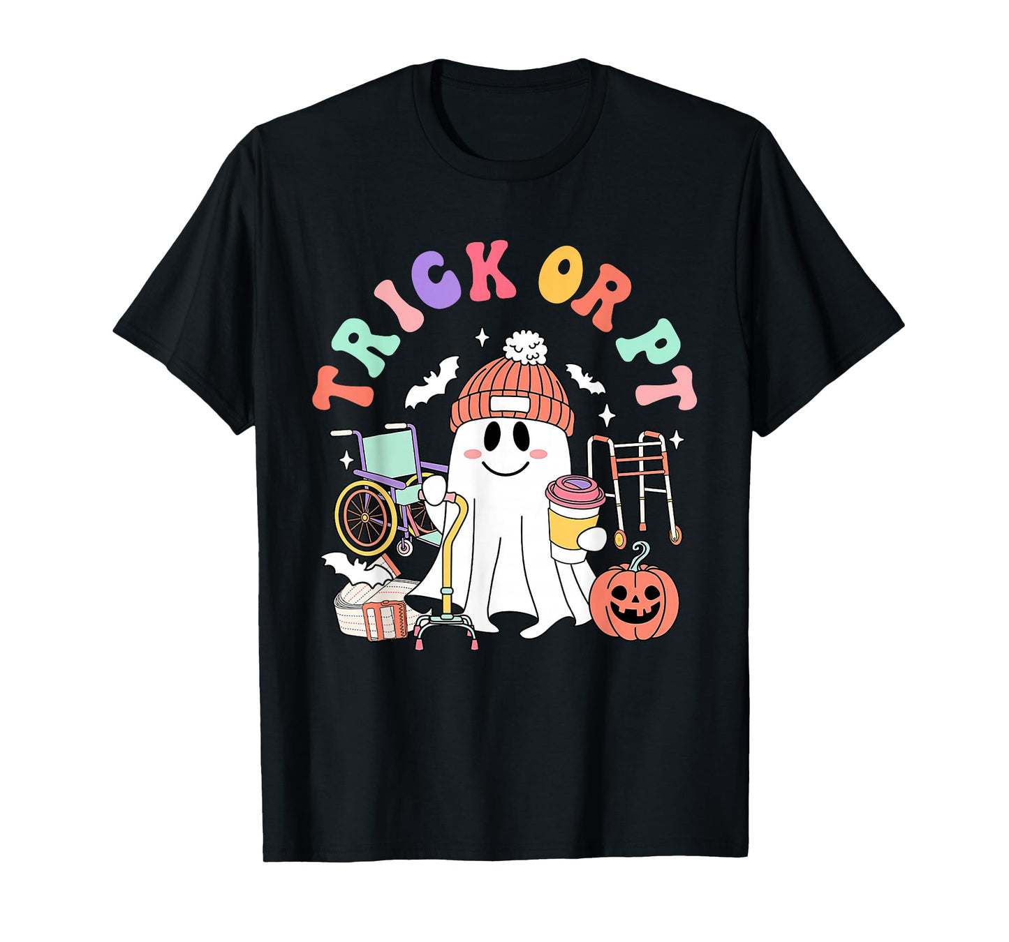 Retro Trick Or PT Physical Therapy Boo Ghost PT Halloween T-Shirt