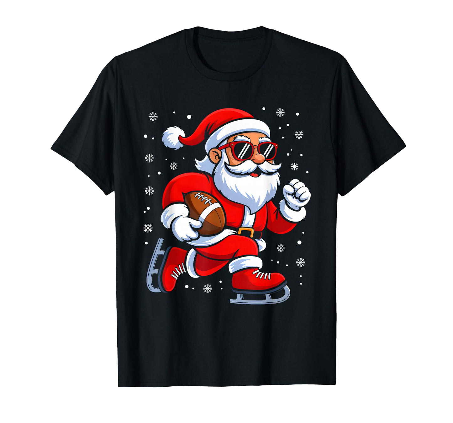 Christmas Santa Claus Football Player Xmas Boys Men Sport T-Shirt