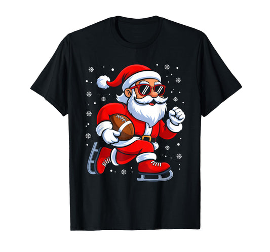 Christmas Santa Claus Football Player Xmas Boys Men Sport T-Shirt