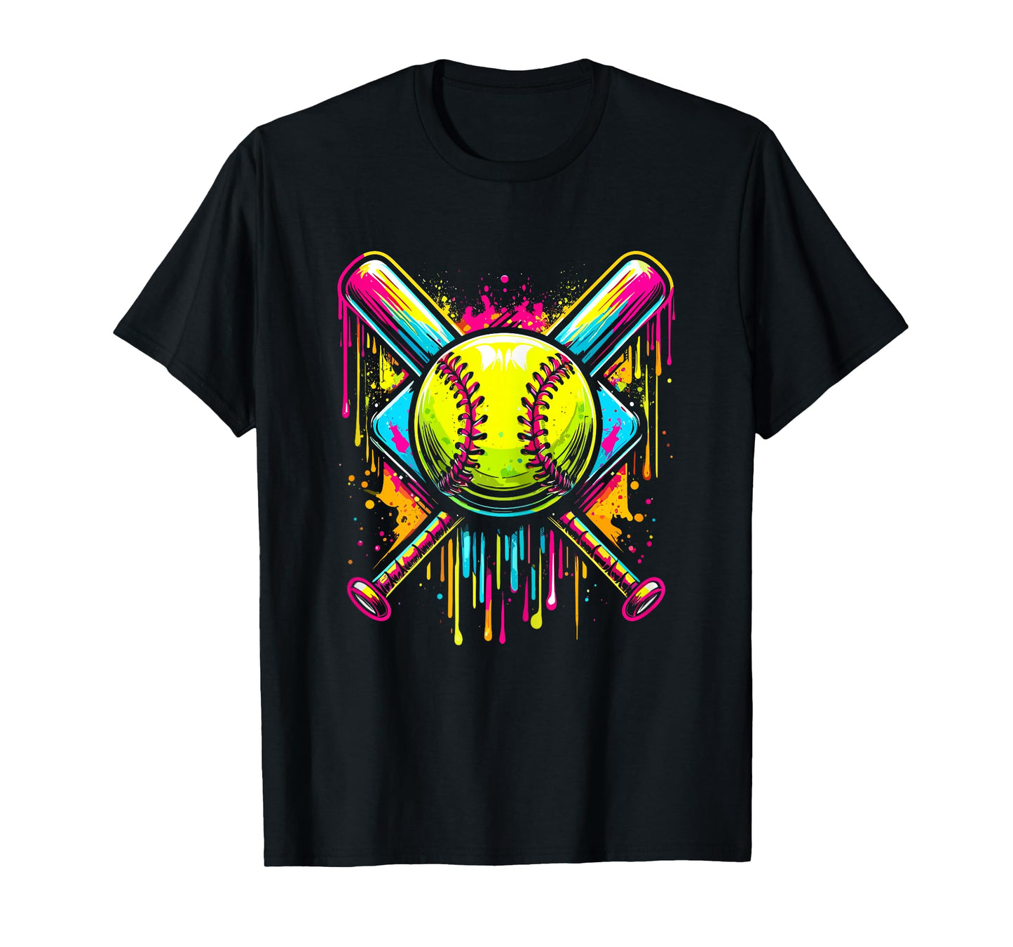 Softball Girl Ice Cream Softball Drip T-Shirt