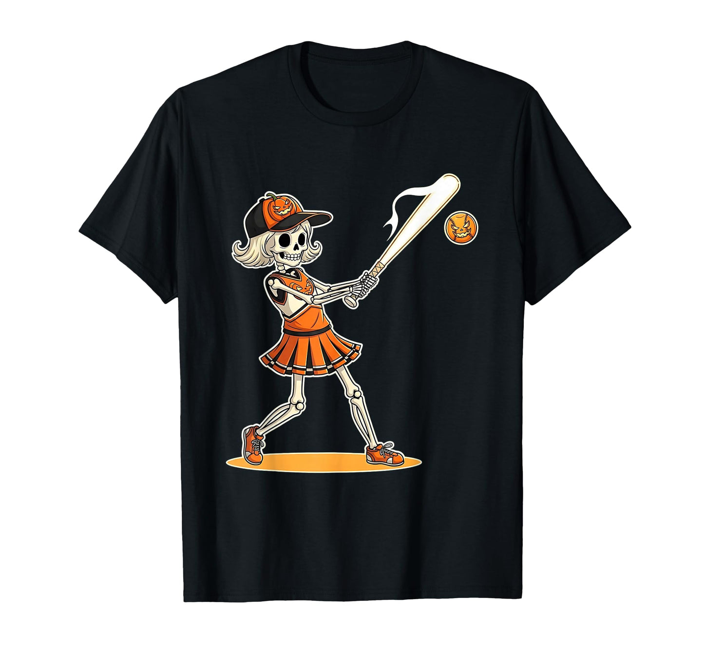 Spooky Softball Skeleton Halloween Sporty Costume Women T-Shirt