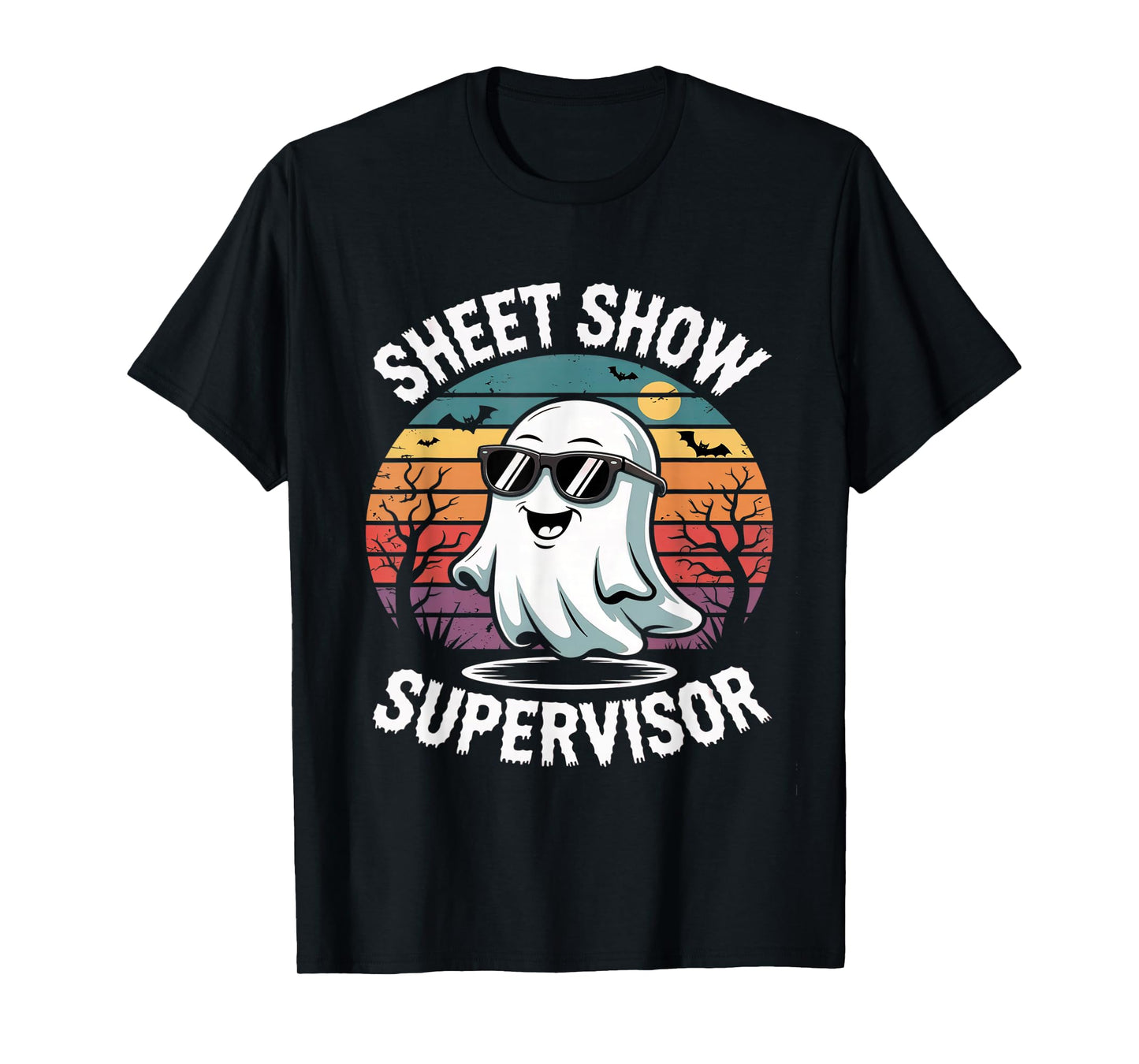Funny Ghost Sheet Show Supervisor Halloween Costume Design T-Shirt