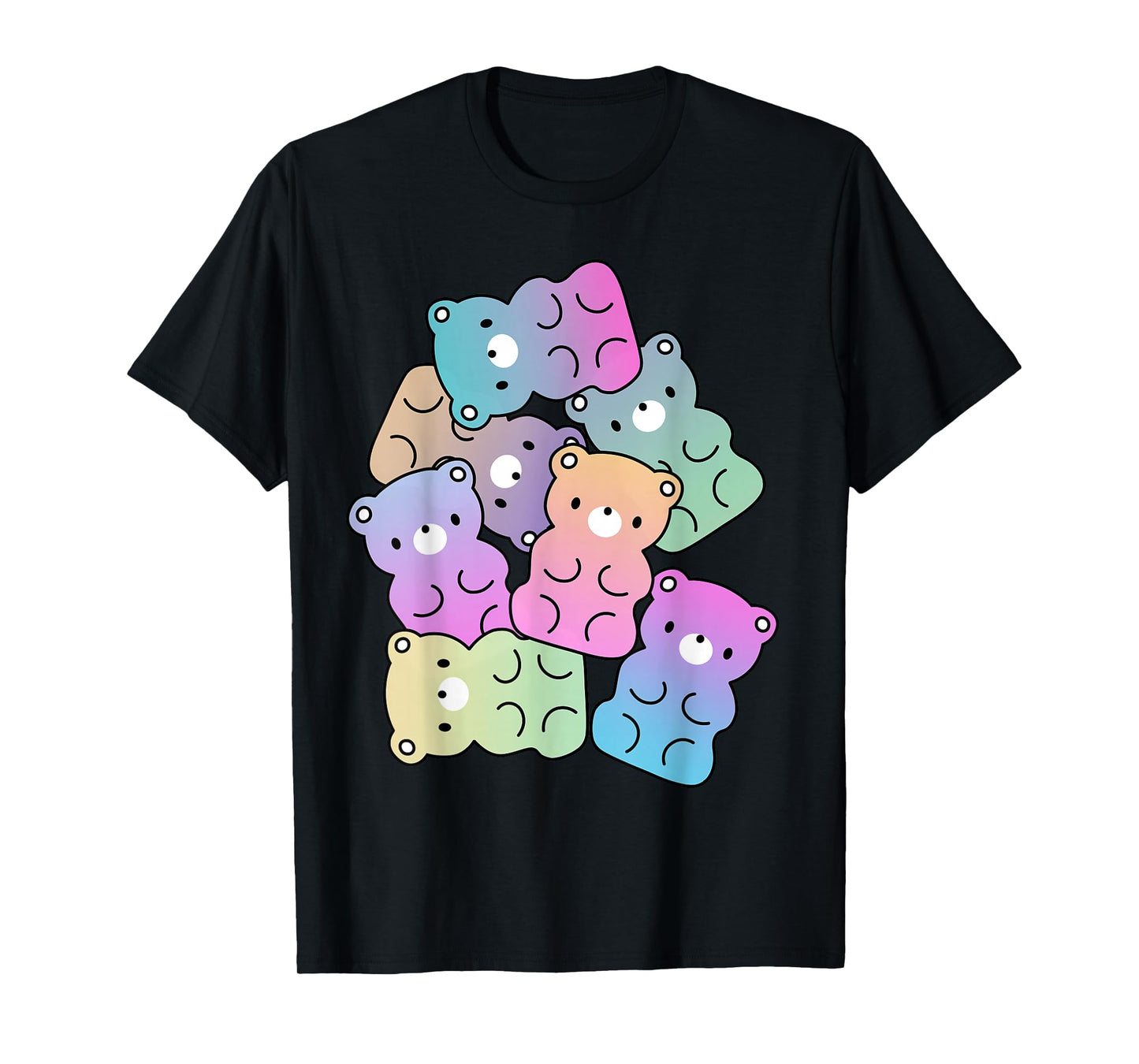 Rainbow Gummy Bear Design Kawaii Aesthetic Teens T-Shirt