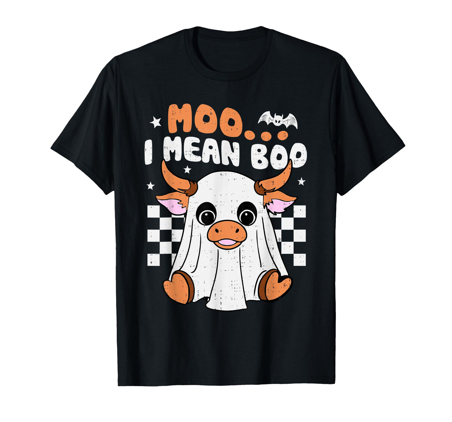 Moo I Mean Boo Funny Cow Ghost Spooky Halloween Costume T-Shirt
