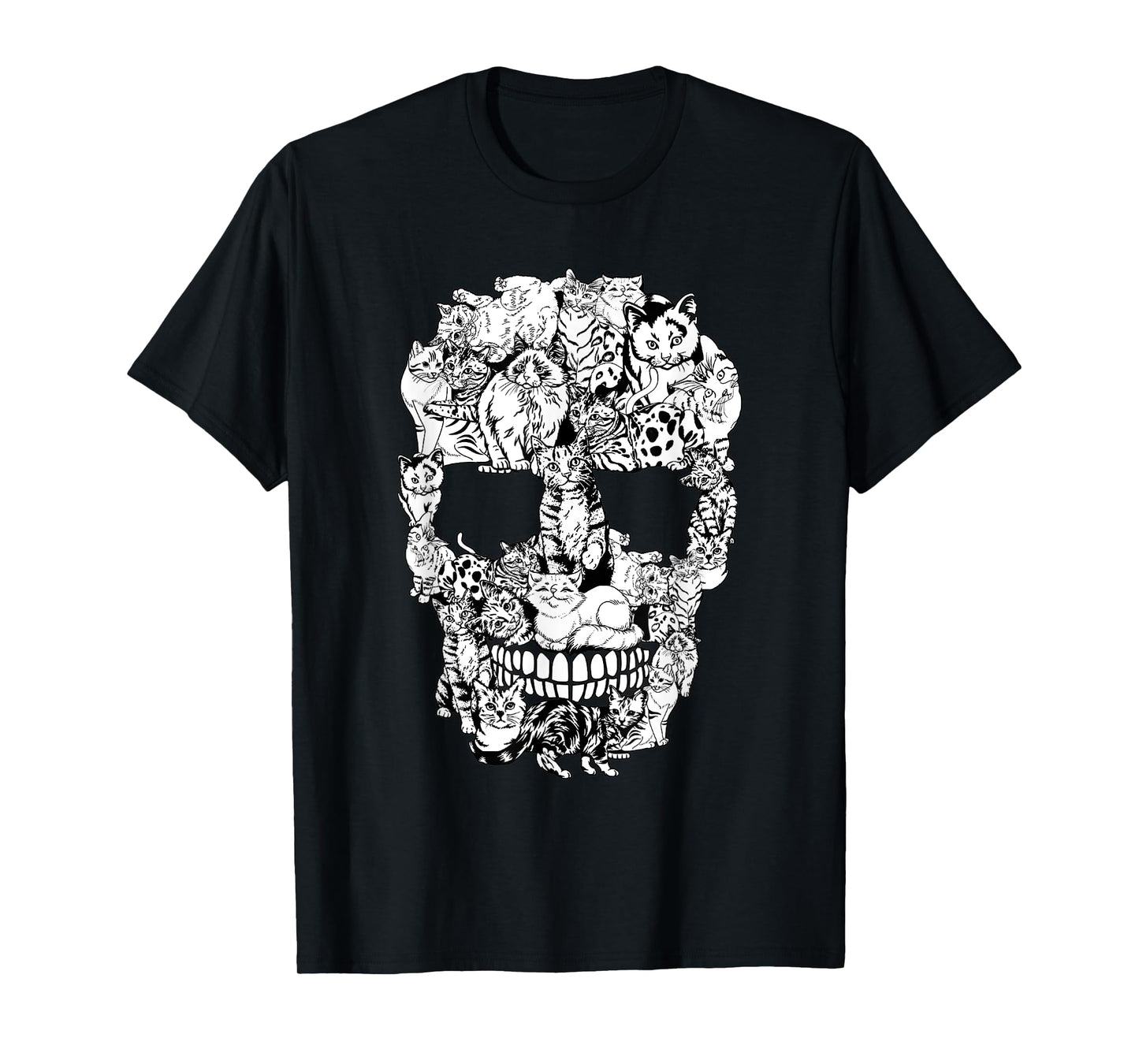 Funny Cat Skull Skeleton Halloween Costume Men Women Kids T-Shirt