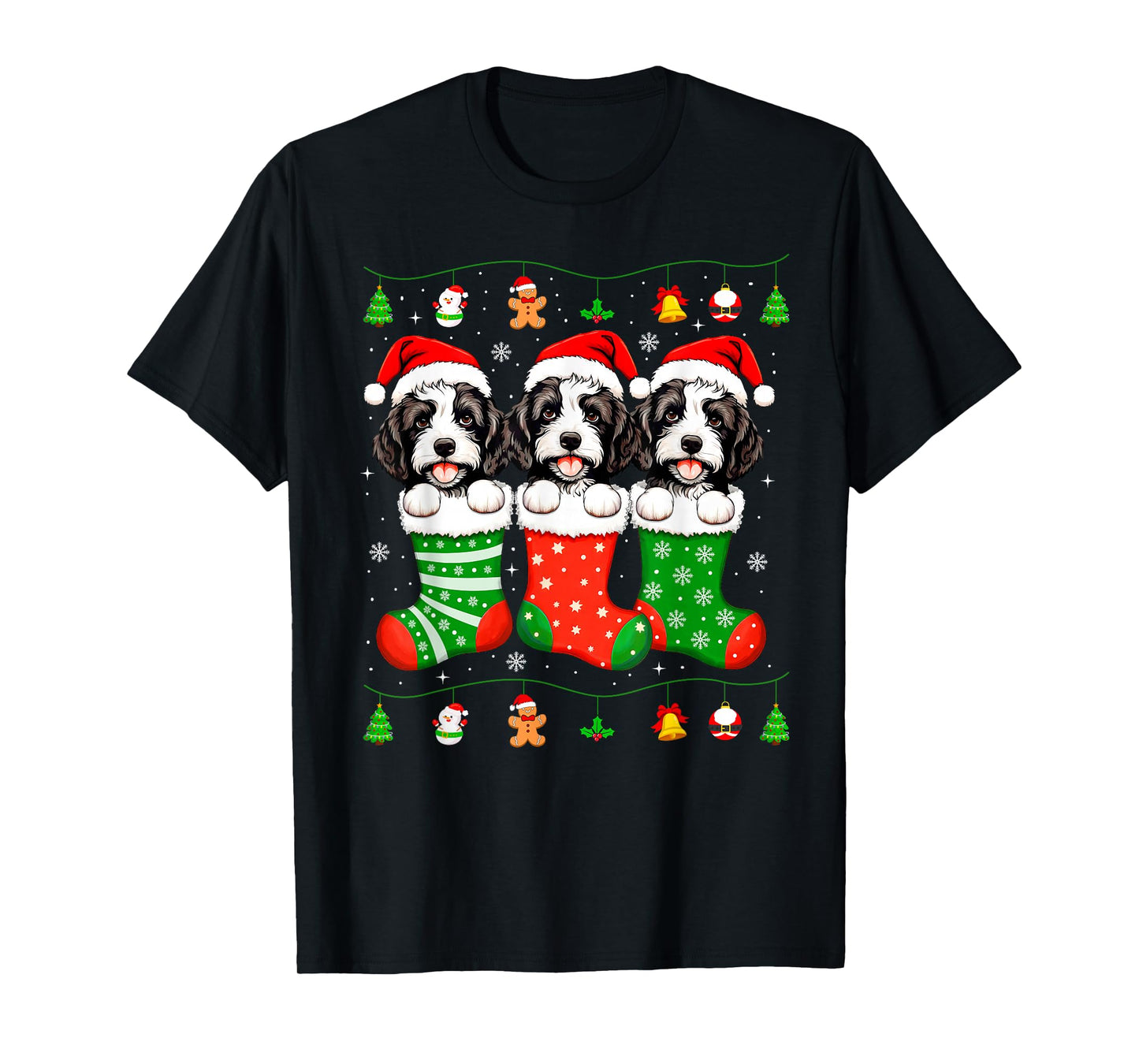 Bernedoodle Dog Christmas Pajamas Funny Xmas Dog Lover T-Shirt