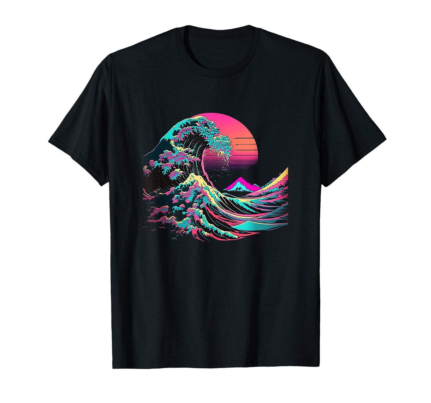 Vaperwave Aesthetic Glitch Great Wave Retrowave Synthwave T-Shirt