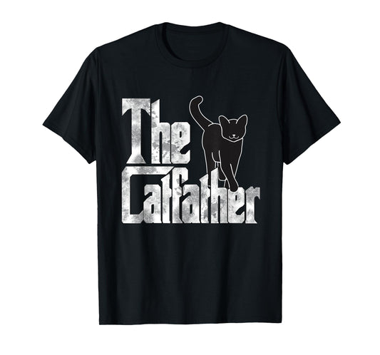 The Catfather Black Cat Father Mafia Whiskers Male Daddy T-Shirt