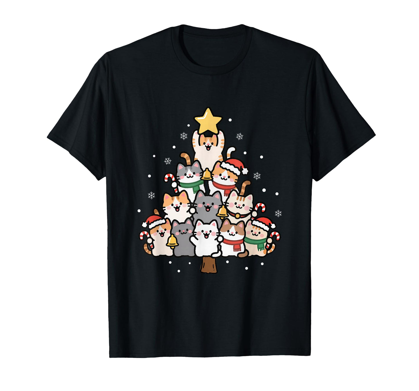 Christmas Tree Cats Meowy Catmas Xmas Cat Mom Animal Lovers T-Shirt