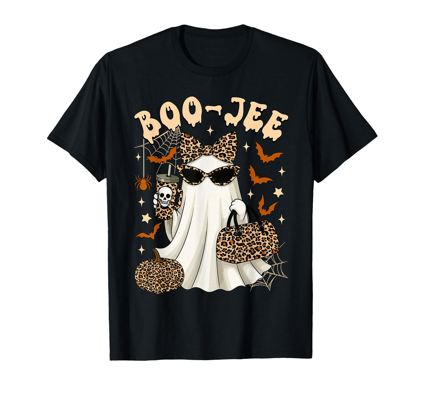 Boo JEE Coquette Leopard Ghost Coffee Halloween Boujee Ghost T-Shirt