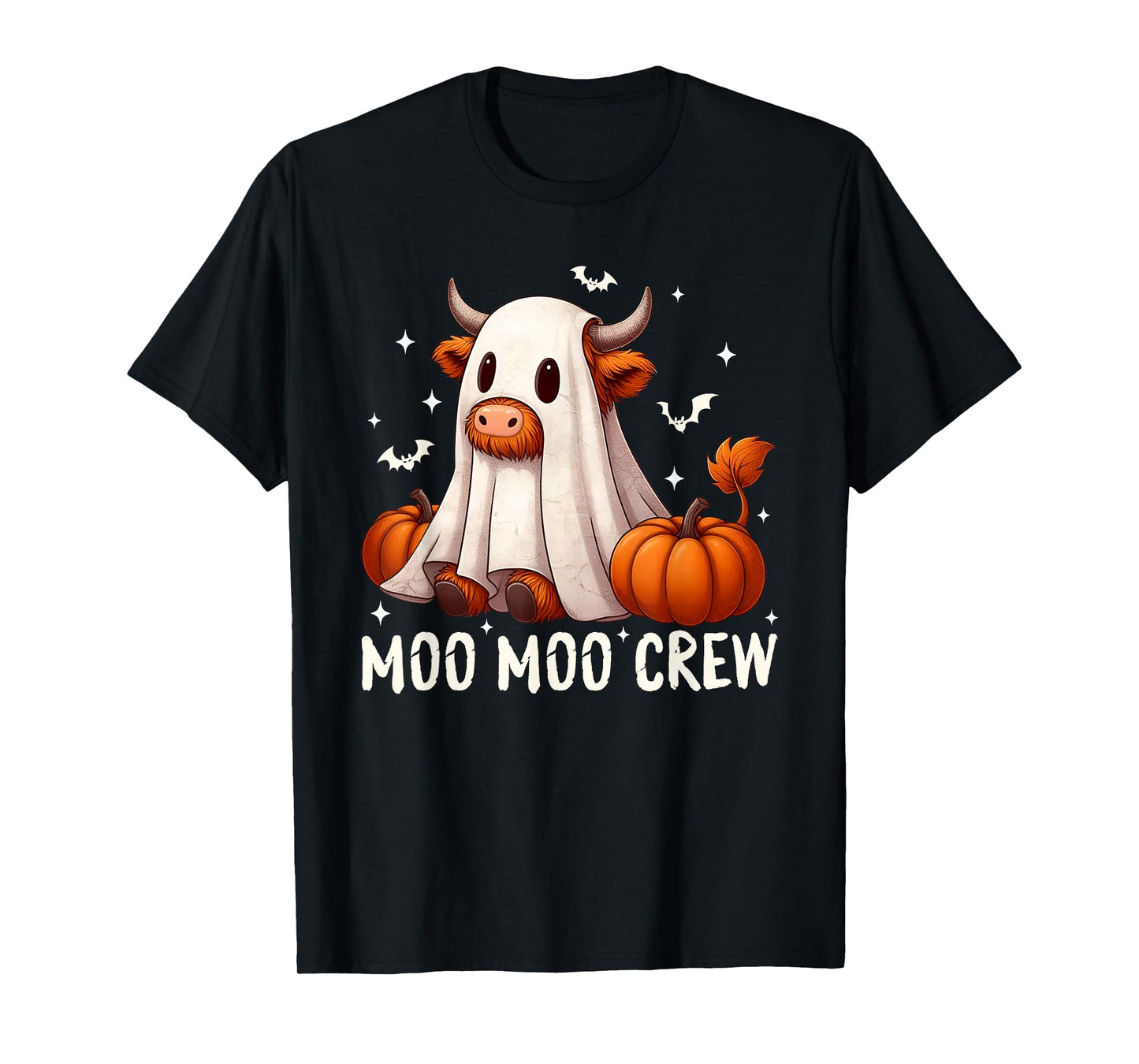 Moo Moo Crew Funny Halloween Cow Ghost Pumpkins Farmer T-Shirt