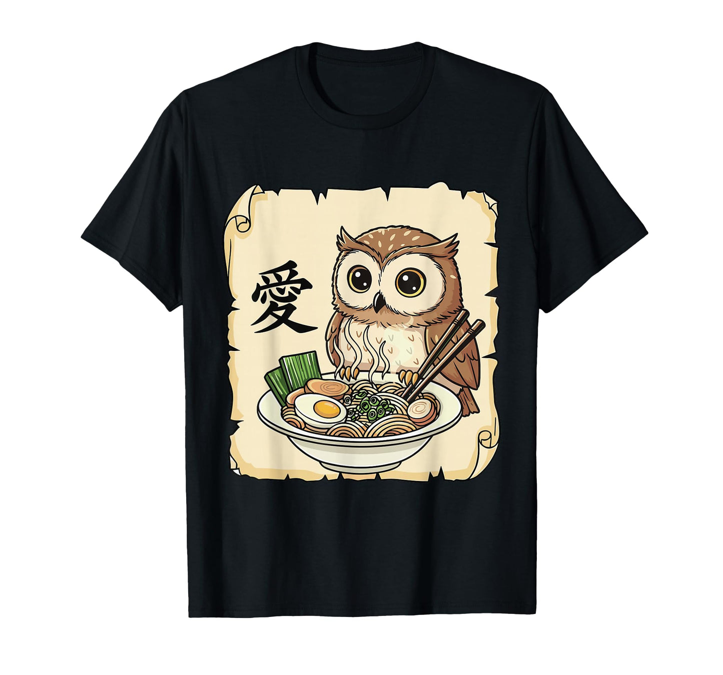 Funny Owl Ramen Kawaii Anime Japanese Graphic Women Men T-Shirt
