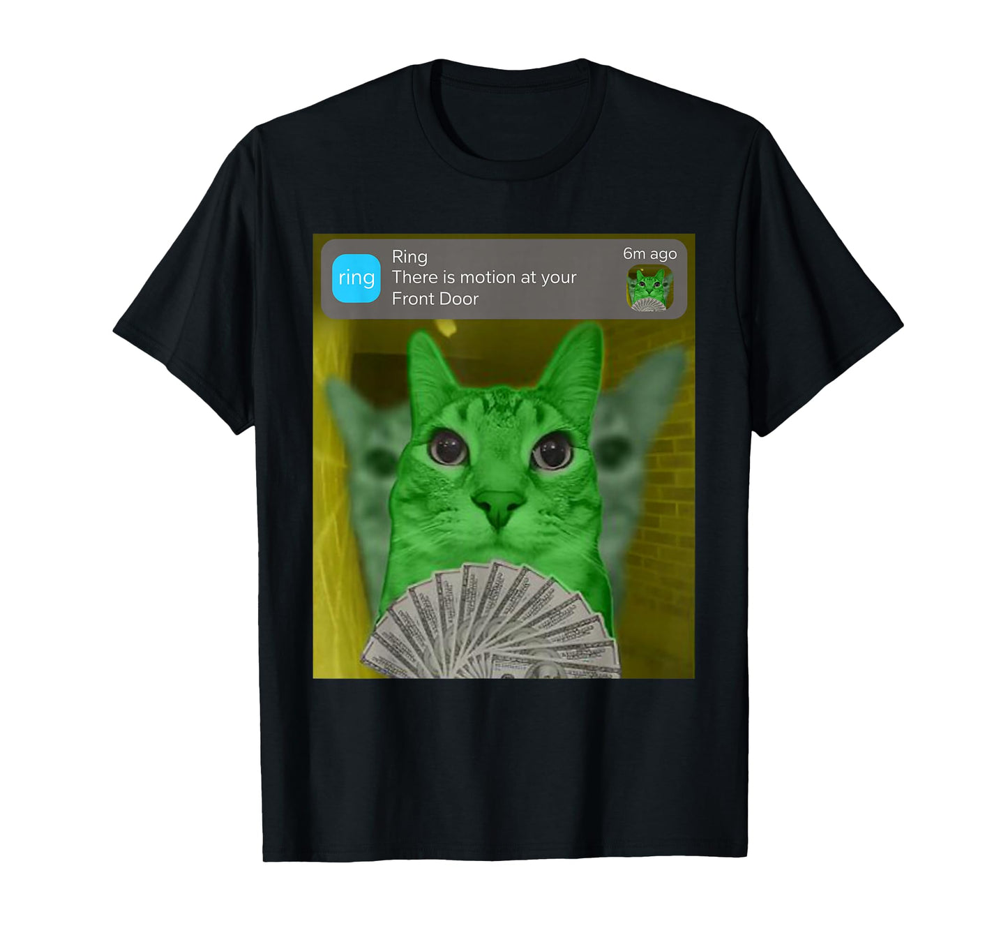 Ring There is Motion at Your Front Door Alien Cat Meme T-Shirt