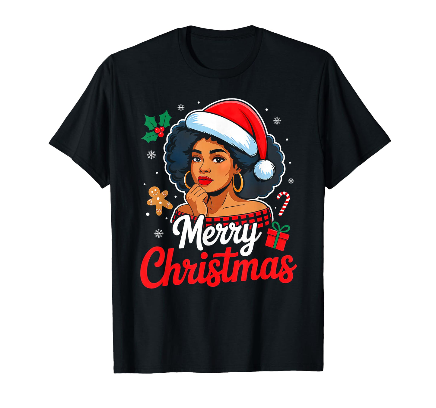 Merry Christmas Black Women African American Xmas Pajamas T-Shirt