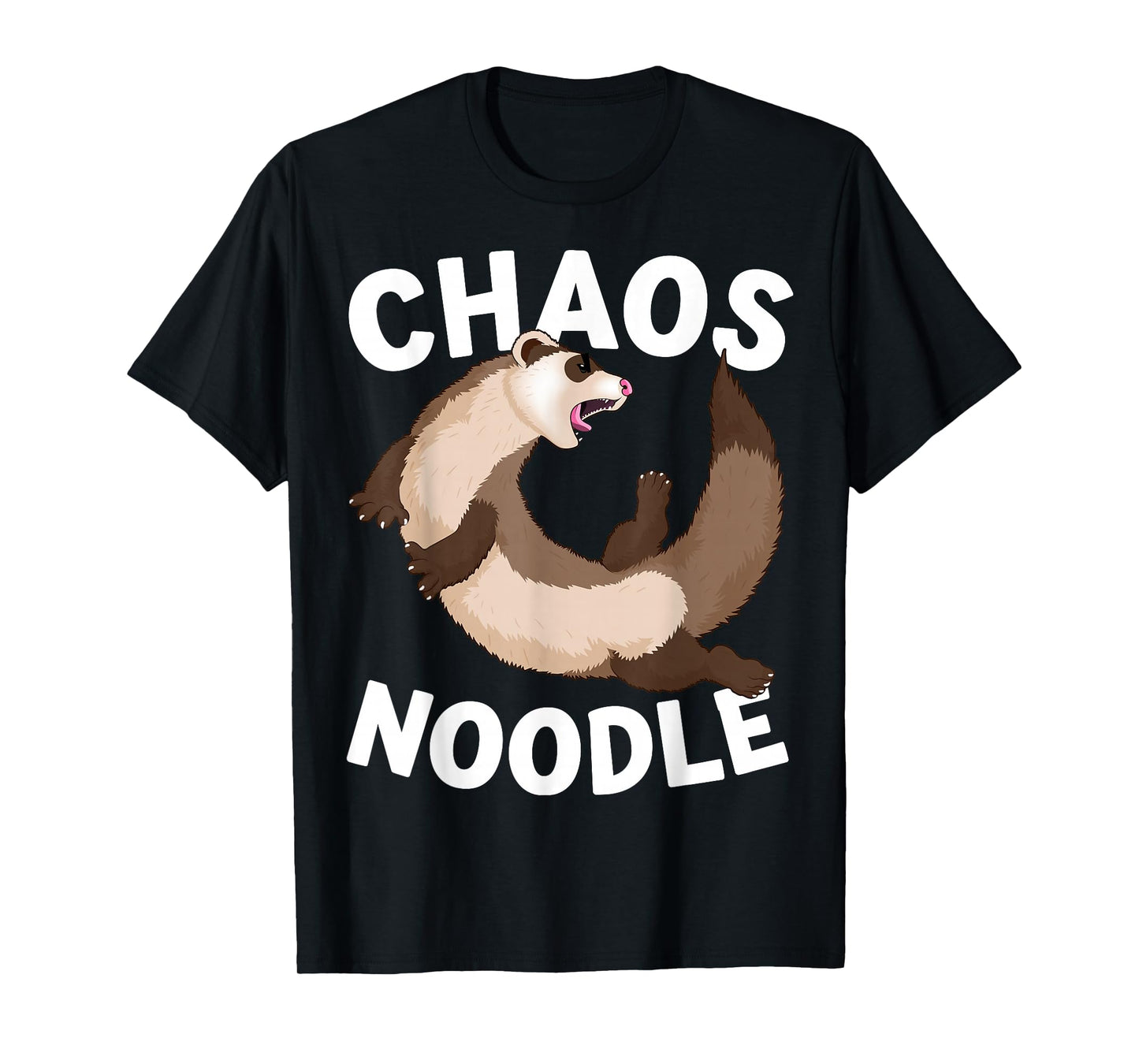 Chaos Noodle Messy Ferret Pun Parody T-Shirt