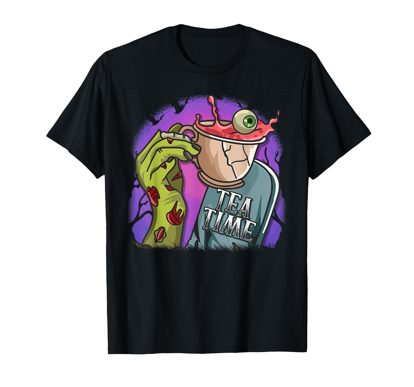 Funny Zombie Hand Tea Time Spooky Halloween Costume T-Shirt