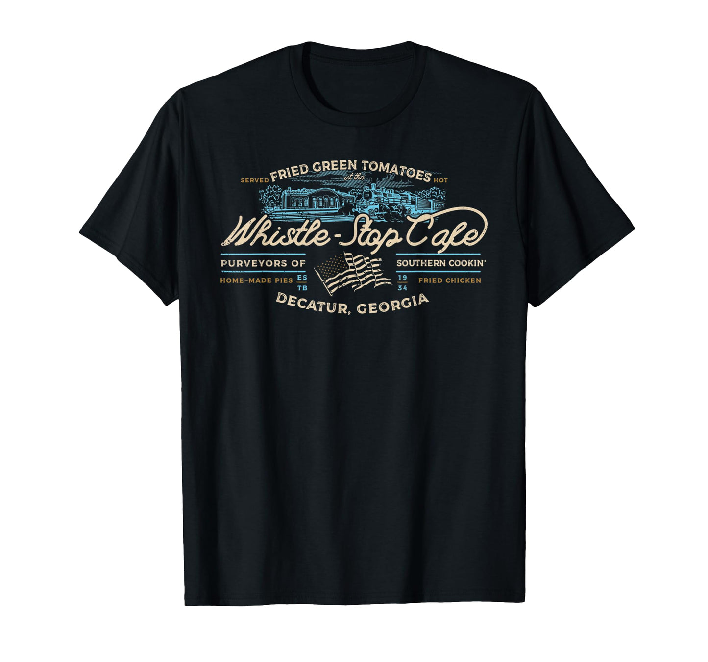 Vintage Whistle Stop Drink Coffee Cafe Food Retro Movies T-Shirt