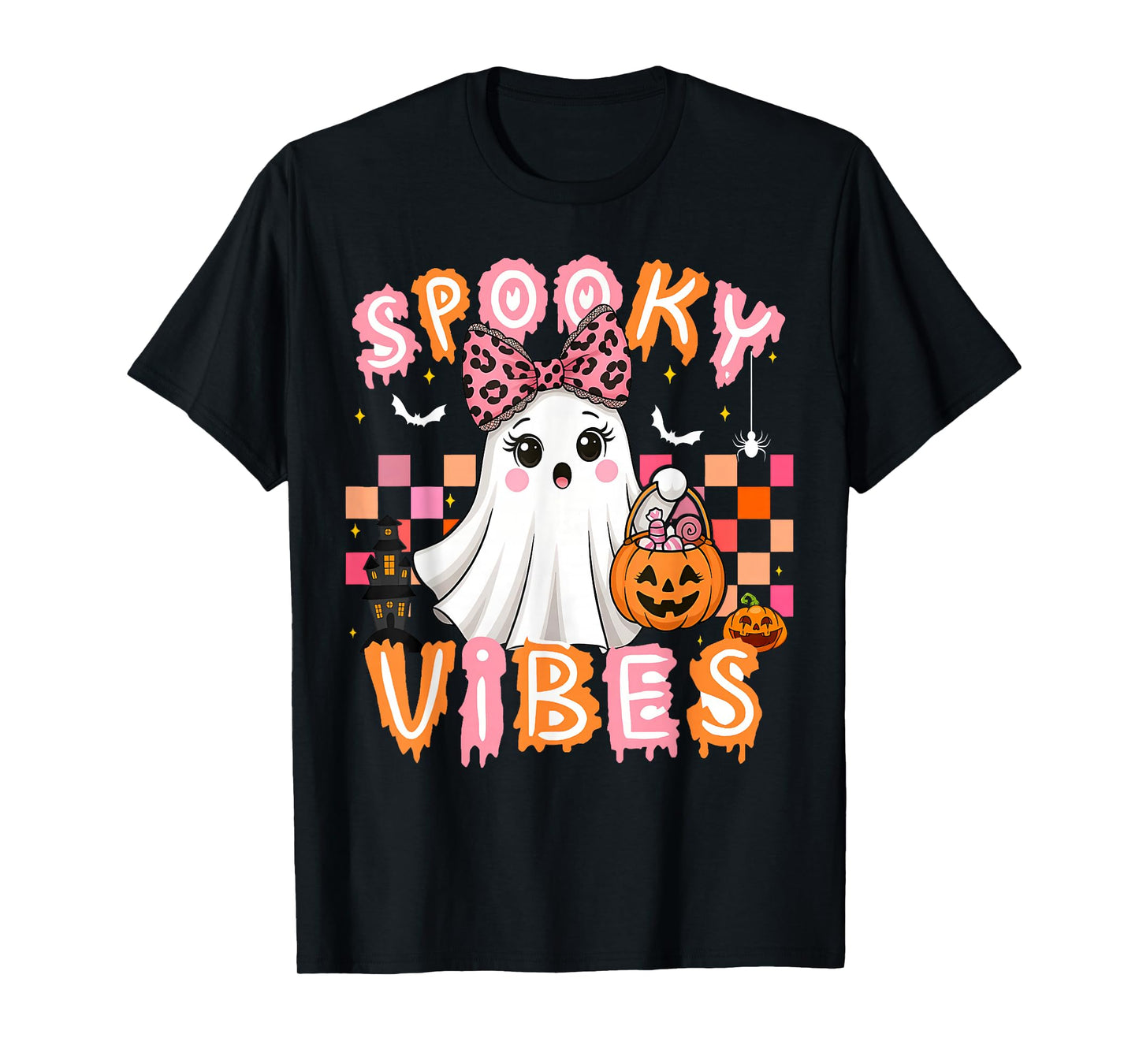 Spooky Vibes Cute Boo Ghost Halloween Costumes Girls T-Shirt