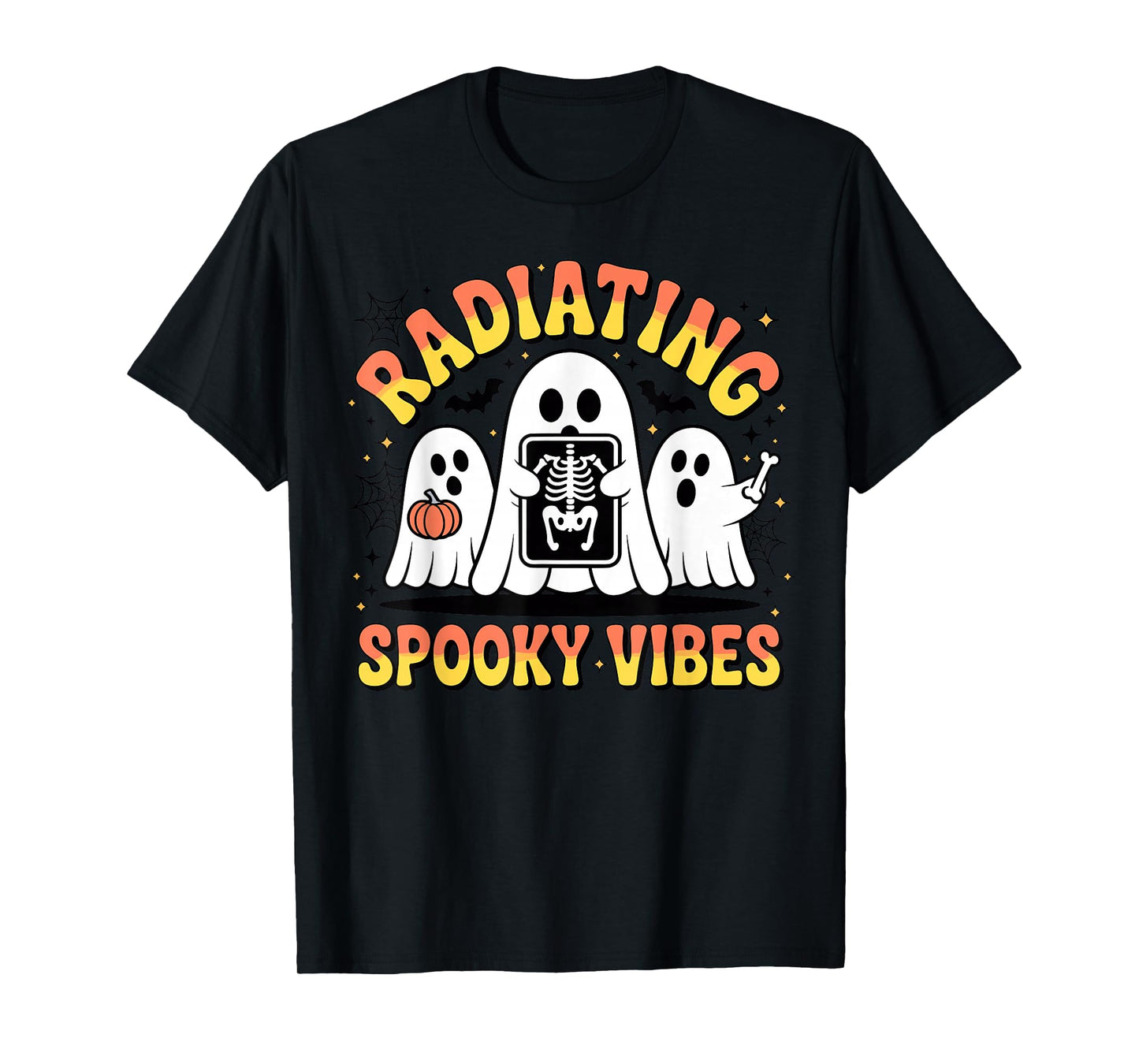 Ghosts Holding X-ray Radiating Spooky Vibes Halloween T-Shirt