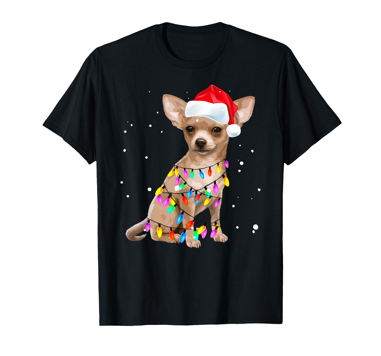 Christmas Lights Chihuahua with Santa Hat Pajamas Shirt T-Shirt