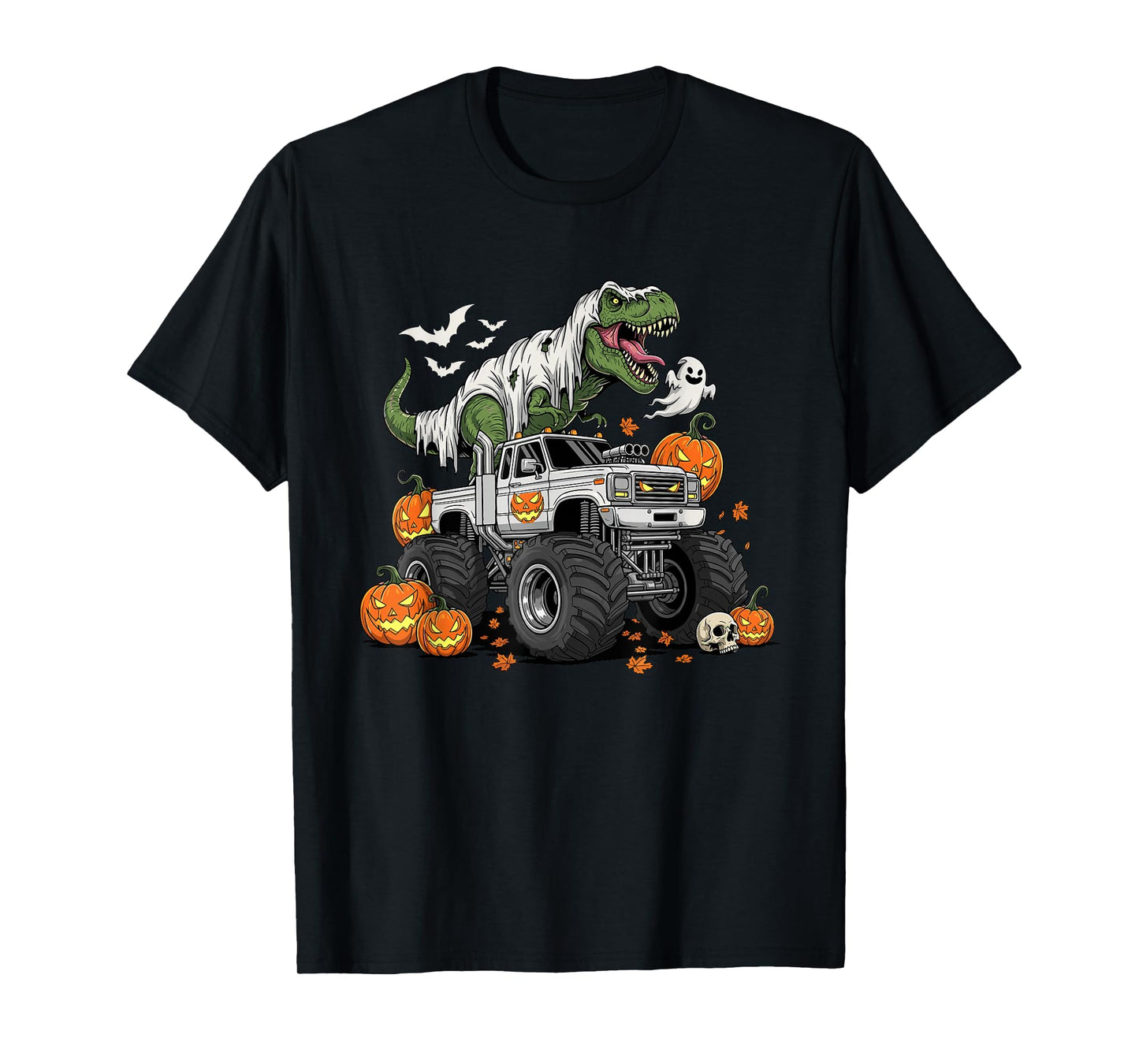 Dinosaur Riding Monster Truck T-rex Halloween Boys Kids T-Shirt