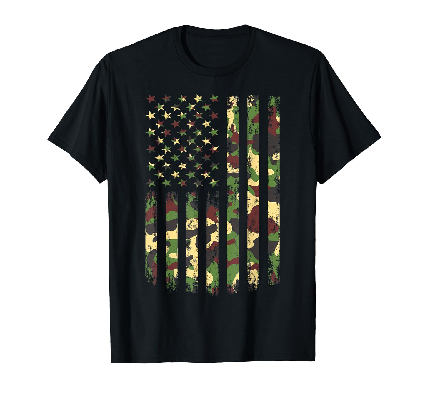 Military American Flag Camouflage Green Desert Tactical Camo T-Shirt
