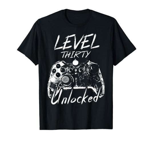 Level 30 Unlocked Shirt 30 Year Old Gift Gamer 30th Birthday T-Shirt