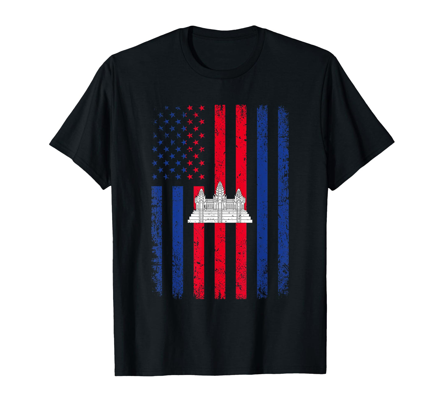 Cambodia USA Flag 4th of July American Cambodian Flag T-Shirt