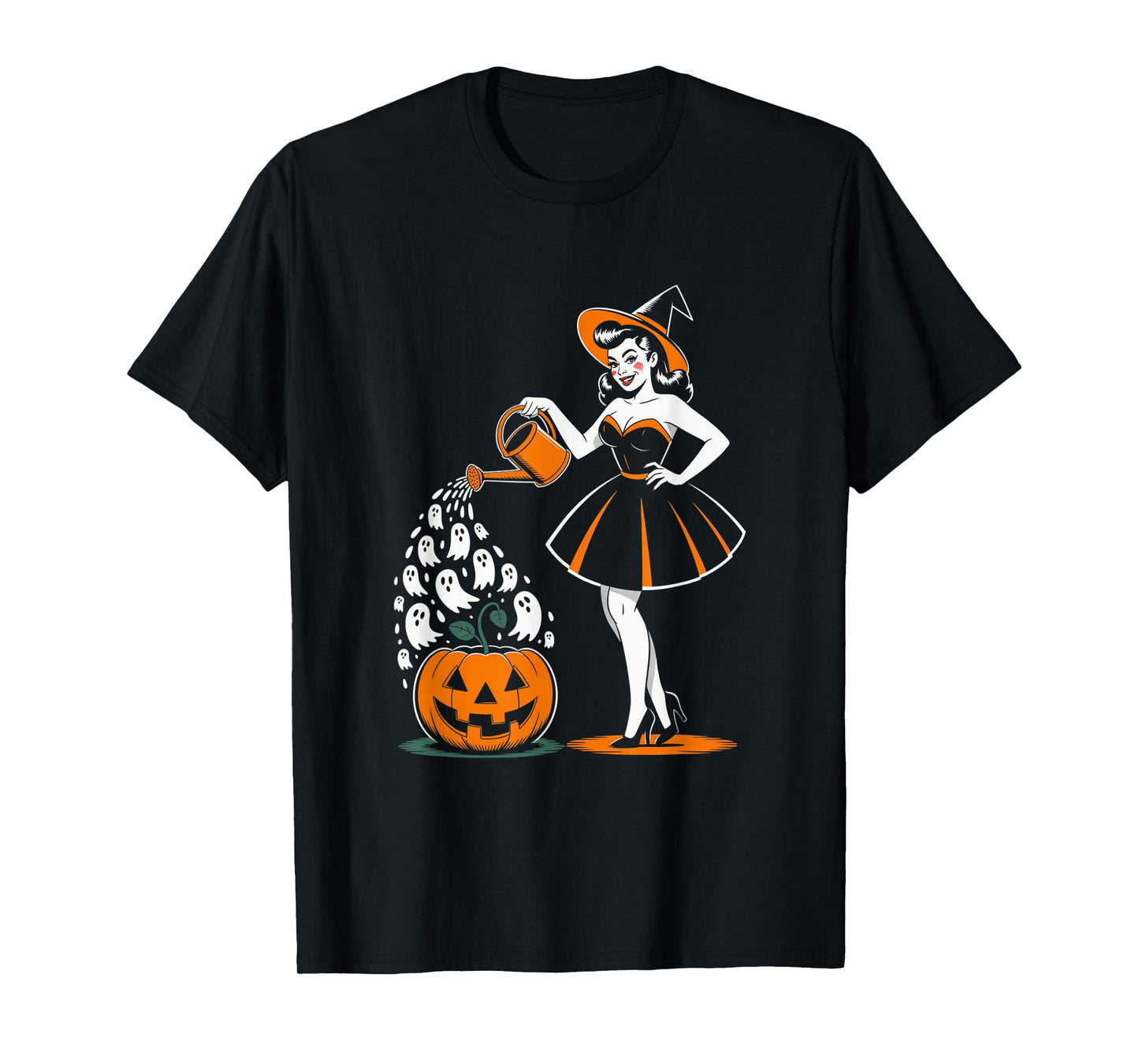 Retro Halloween Pinup Witch 1950s Style Spooky Pin-Up Girl T-Shirt