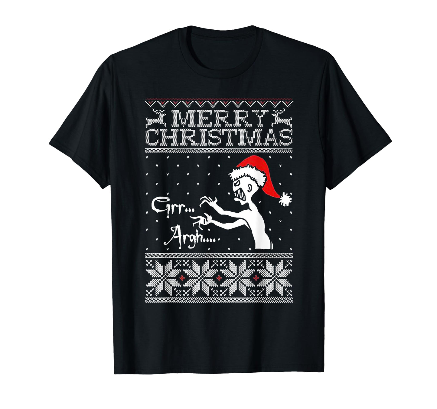 Merry Christmas Grr Argh Ugly Zombie Santa T-Shirt