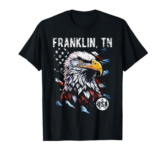 Franklin TN Patriotic Eagle USA Flag Vintage Style Design T-Shirt