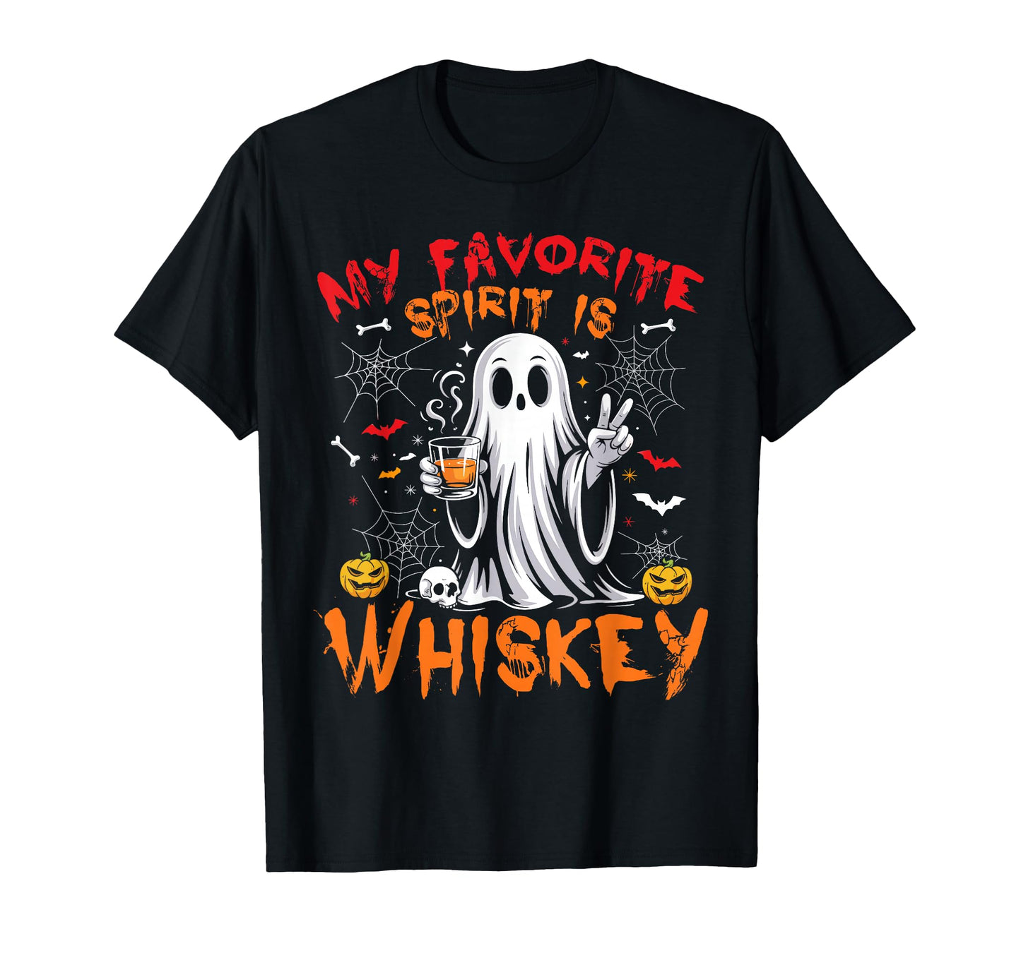Funny Ghost Halloween My Favorite Spirit is Whiskey Men T-Shirt