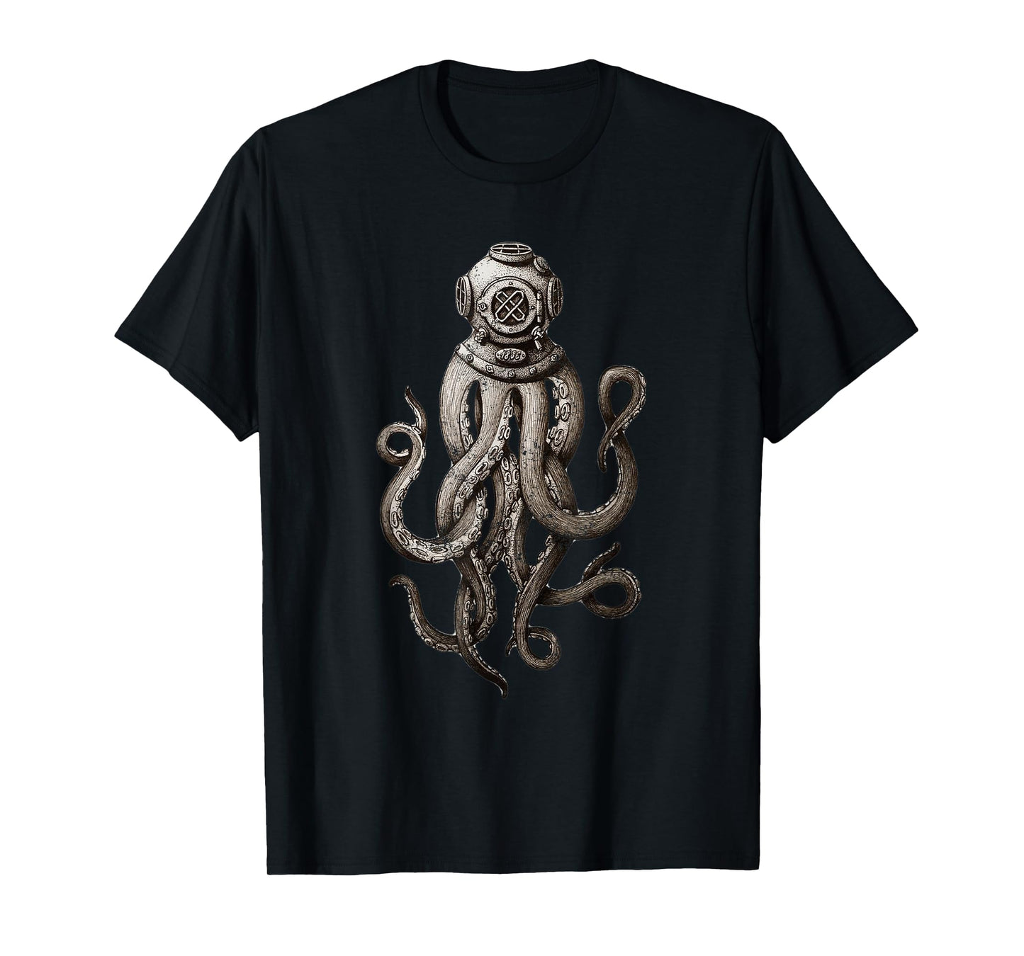 Retro SCUBA Diver Weird Octopus Design, Octopus Helmet T-Shirt