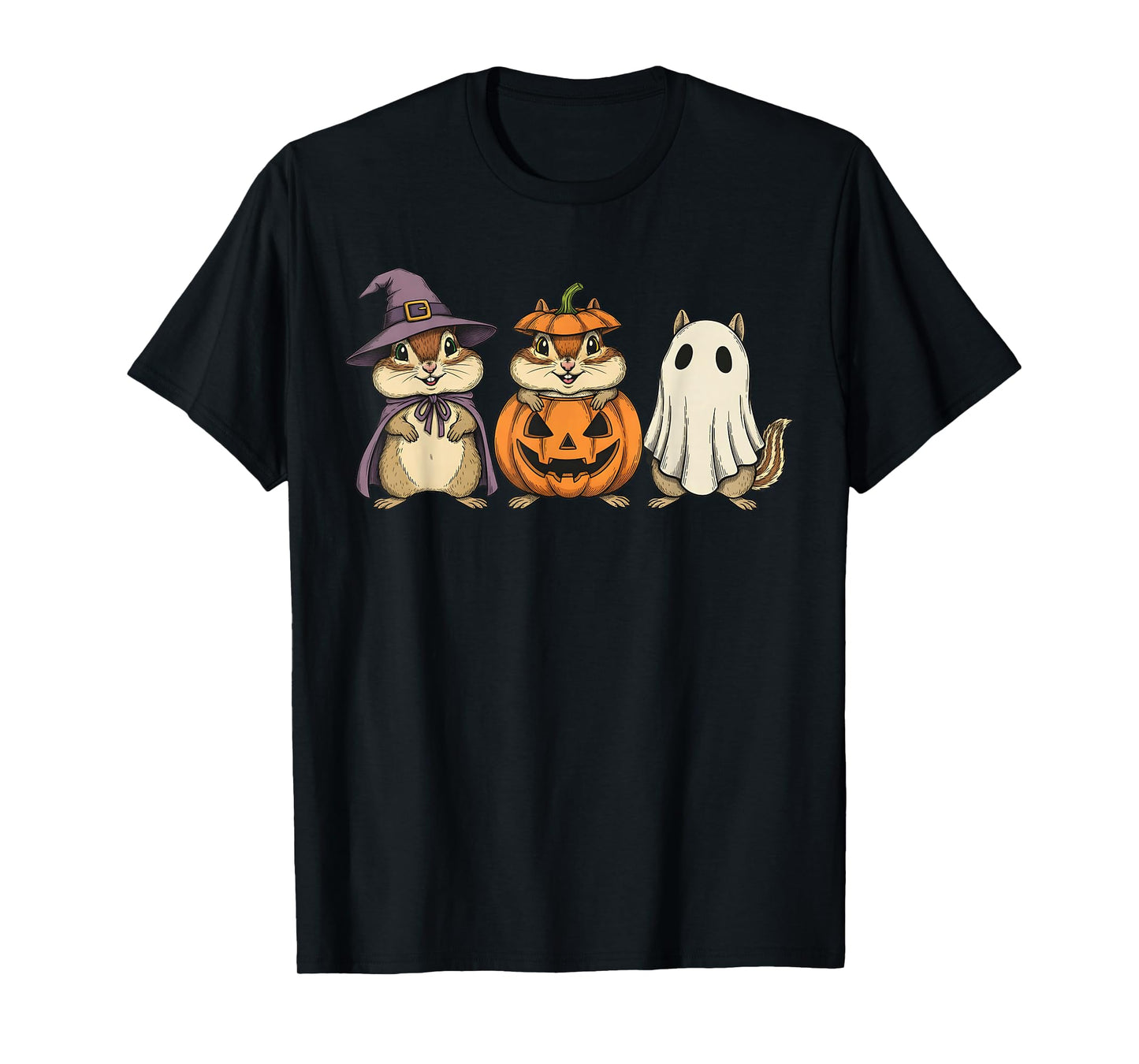 Spooky Ghost Chipmunk Lover Pumpkin Halloween T-Shirt