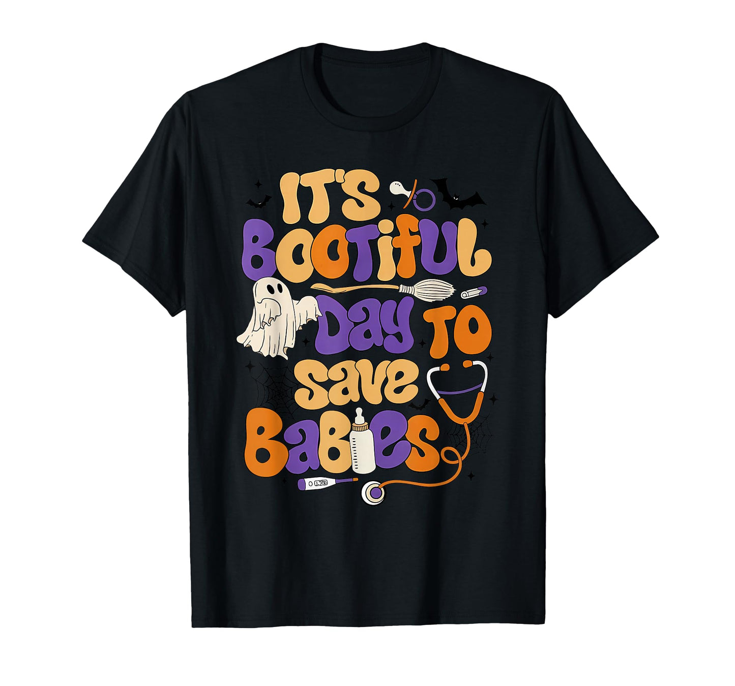 It's a Boo-Tiful Day to Save Babies NICU Nurse Boo Crew T-Shirt
