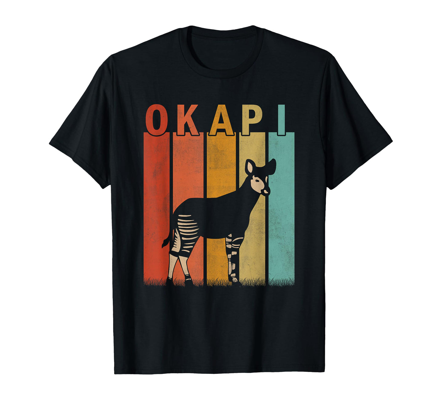 Distressed Okapi Lover Men Women Kid Cute Okapi Retro T-Shirt