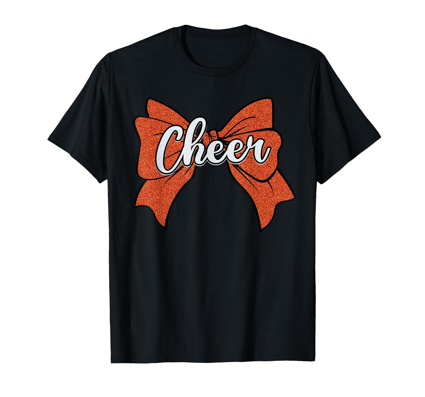 Coquette Orange Cheer Bow Sport Cheerleader Cheerleading T-Shirt