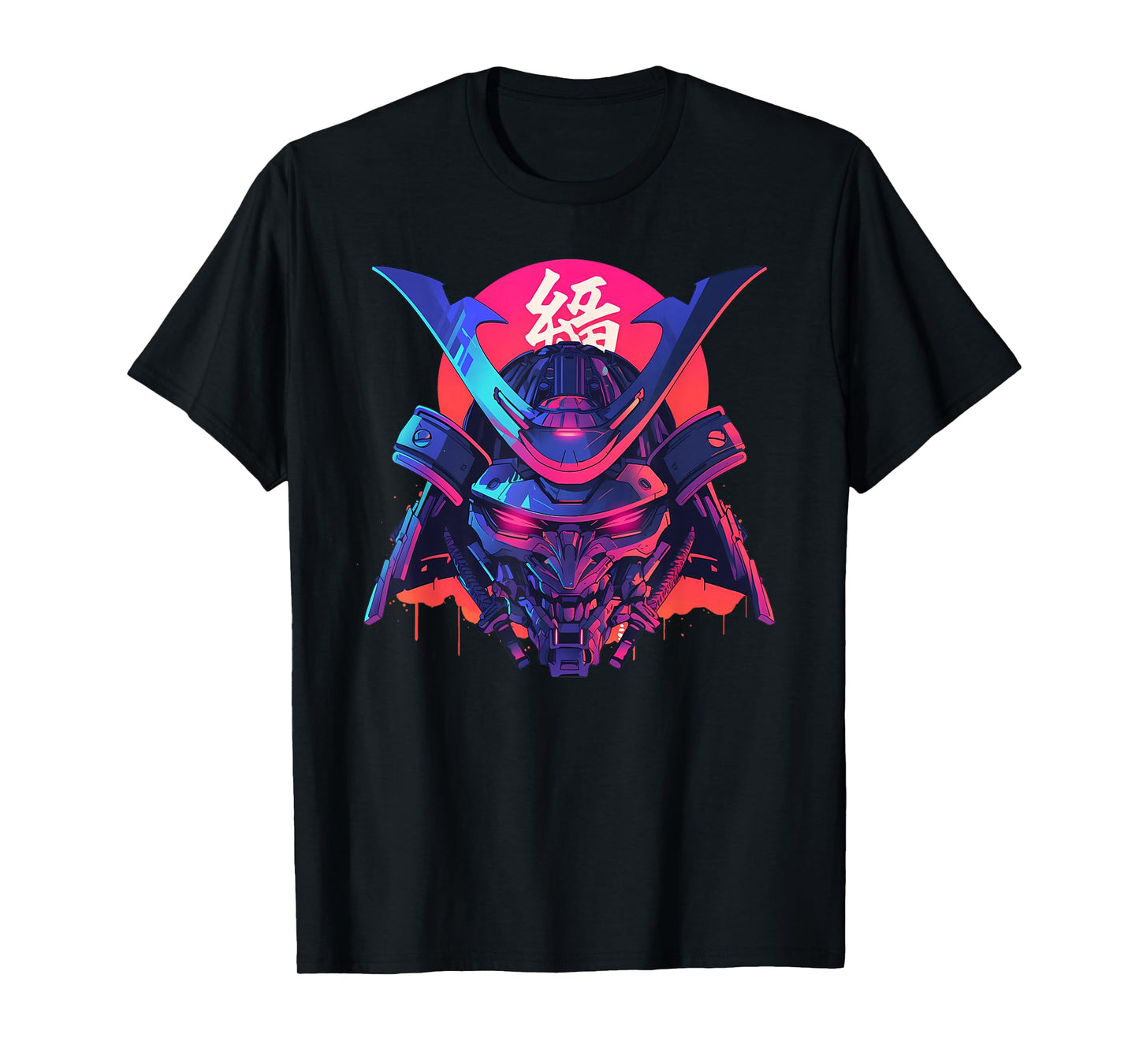 Samurai Mask Japanese Shogun Kanji Cyberpunk Warrior Anime T-Shirt