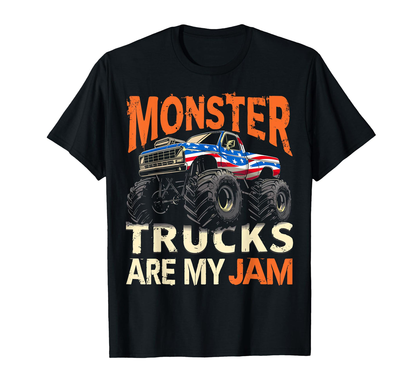 Monster Trucks are my Jam USA Flag American T-Shirt