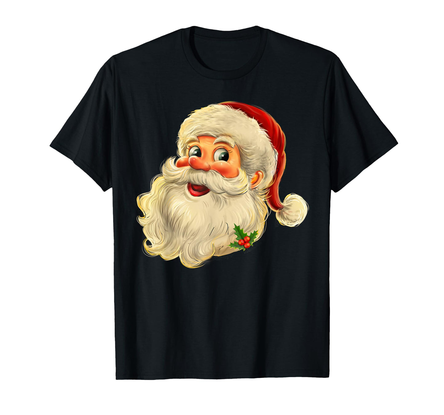 Vintage Christmas Santa Claus Face Men Women Kids Family T-Shirt
