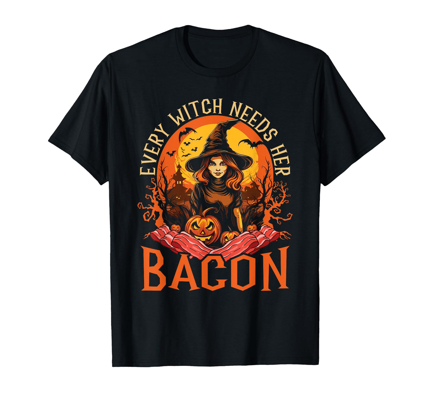 Bacon Halloween Scary Trick Or Treat Spooky Breakfast T-Shirt