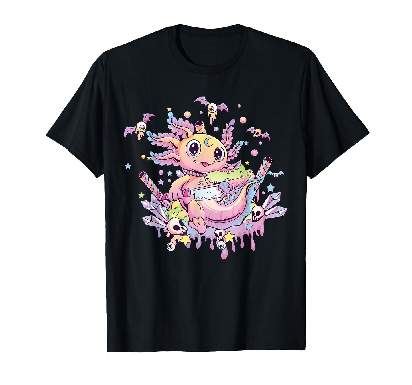 Pastel Goth Cute Creepy Axolotl Gothic Kawaii Menhera T-Shirt