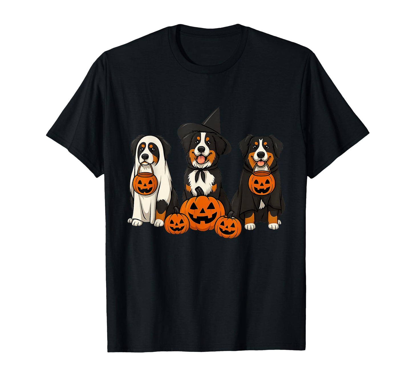 Ghost and Witch Bernese Mountain Dog Halloween for Women T-Shirt