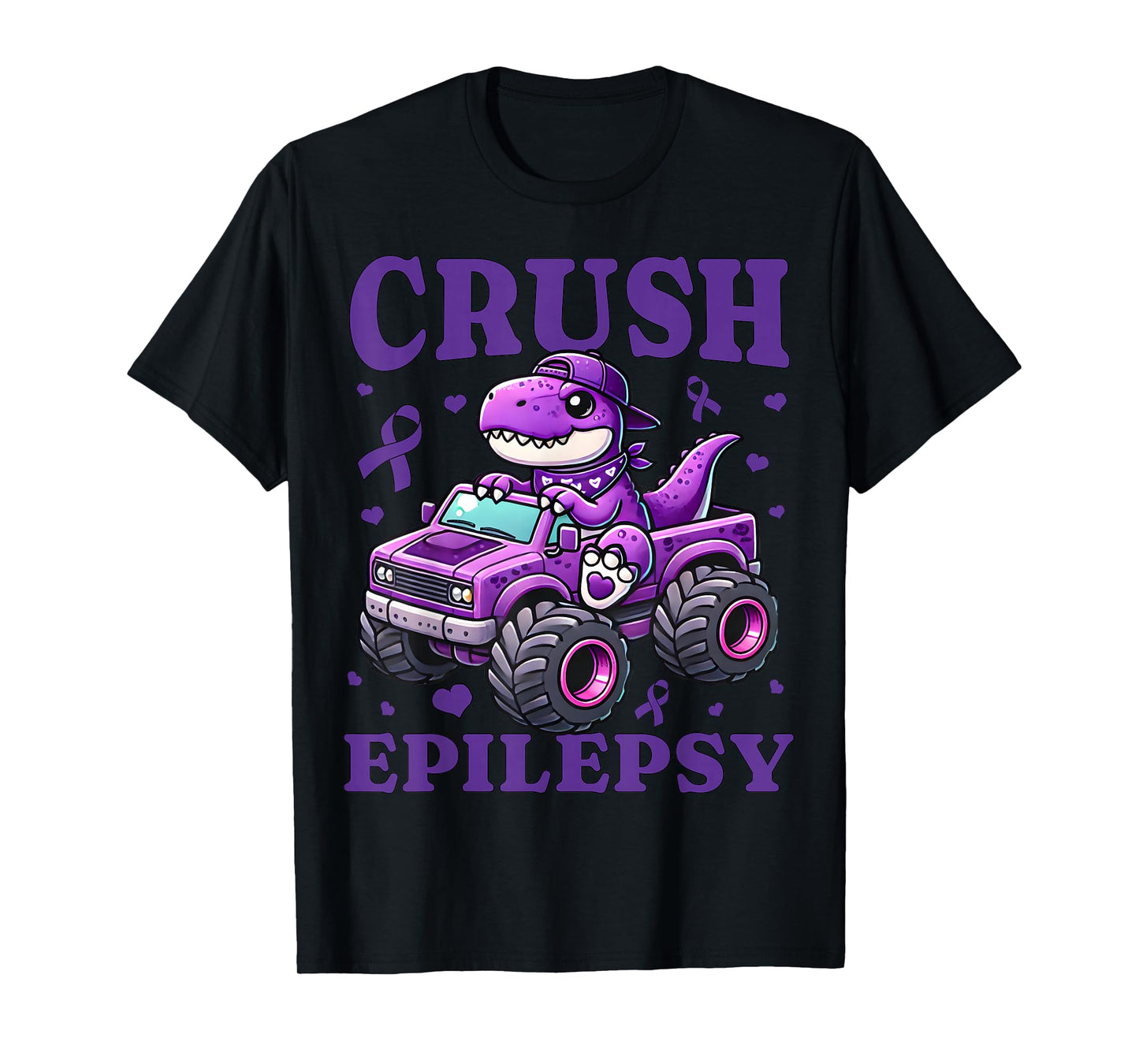 Crush Epilepsy Awareness For Kids Boys Girls Monster Truck T-Shirt