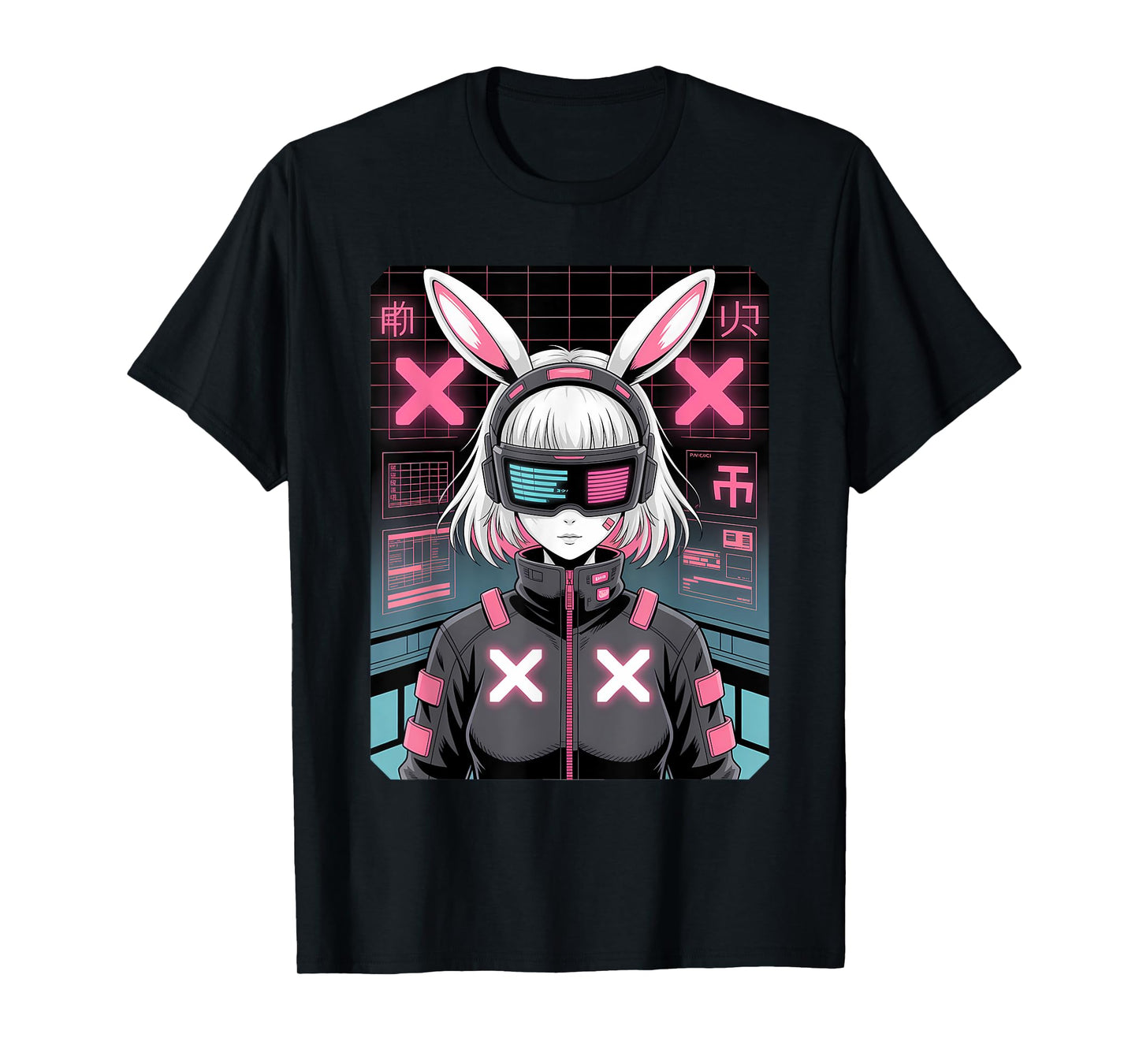 VR Bunny Girl Anime – Cyberpunk Kawaii Hacker Glitchcore T-Shirt