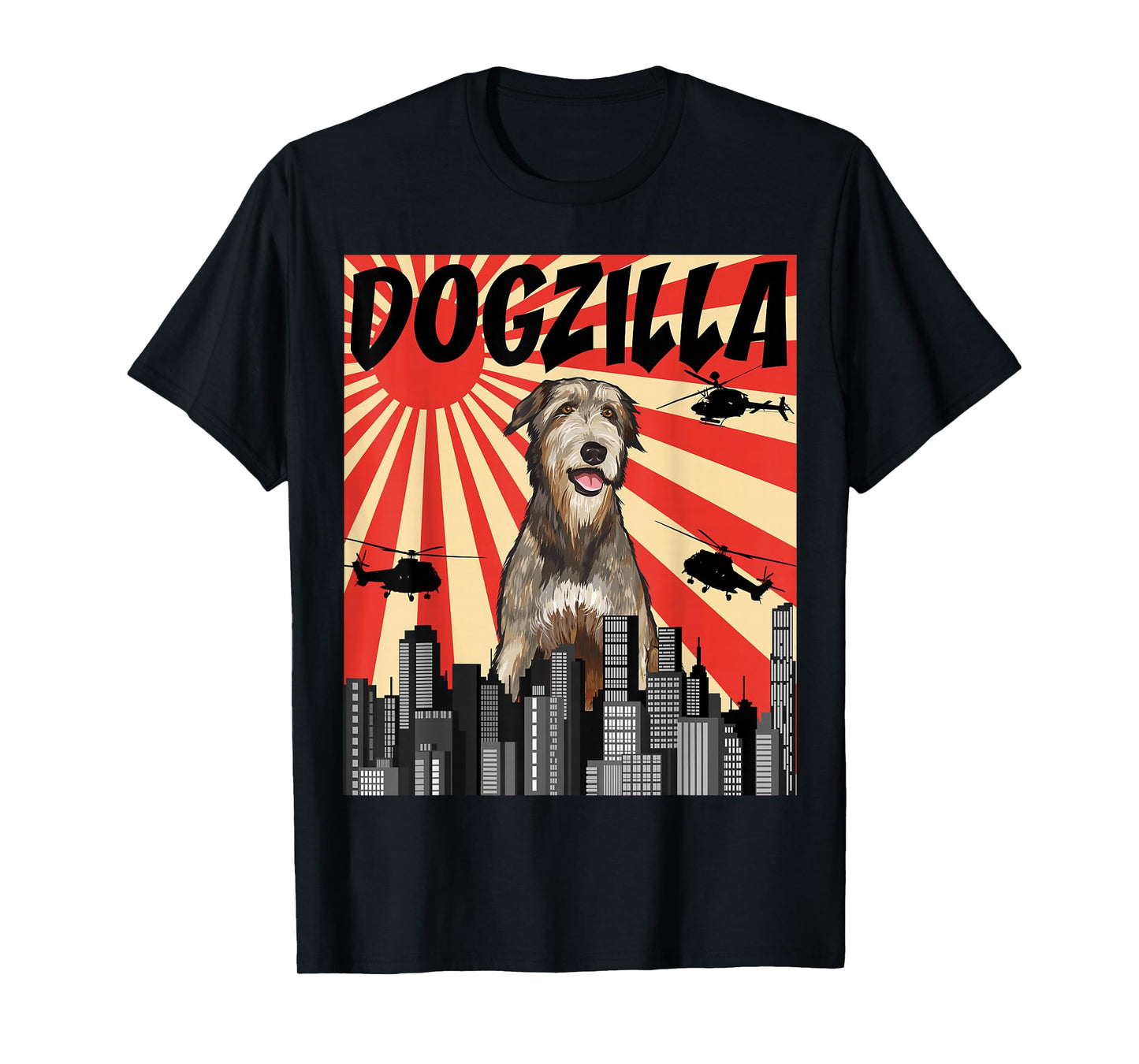 Funny Retro Japanese Dogzilla Irish Wolfhound T-Shirt